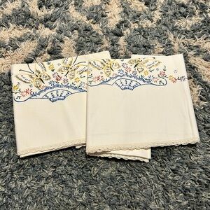 Vintage Ready to Be Embroidered Butterfly Pillowcases